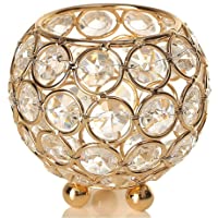 VINCIGANT Portavelas Cuenco de Cristal Dorado-Candelabros Decorativos Ideales para Bodas- Decoración Decoración navideña…